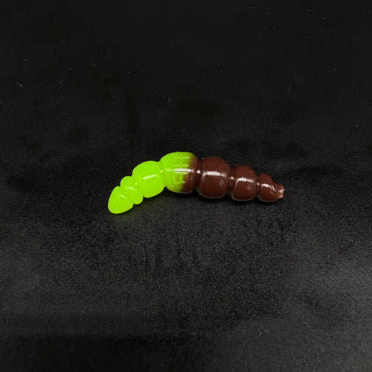 Larva Apod 37mm (color:Dark Chocolate+Chartreuse UV)