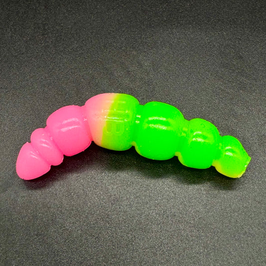 Larva Apod 37mm (color:Chartreuse UV+Baby Pink UV)